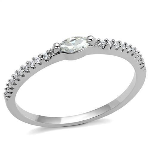 3W1225 - Rhodium Brass Ring with AAA Grade CZ  in Clear LuxuryLifeWay Online Store