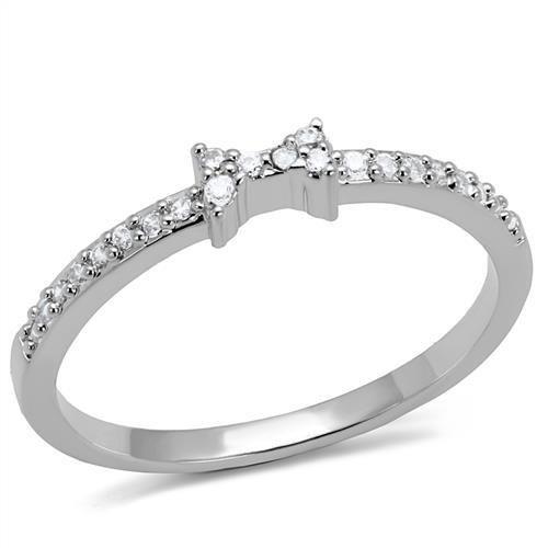 3W1228 - Rhodium Brass Ring with AAA Grade CZ  in Clear LuxuryLifeWay Online Store