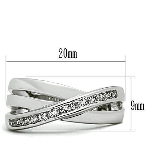 3W128 - Rhodium Brass Ring with AAA Grade CZ  in Clear LuxuryLifeWay Online Store