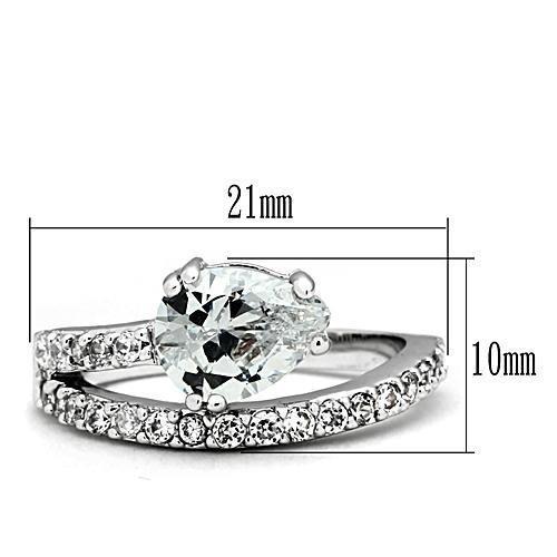 3W136 - Rhodium Brass Ring with AAA Grade CZ  in Clear LuxuryLifeWay Online Store
