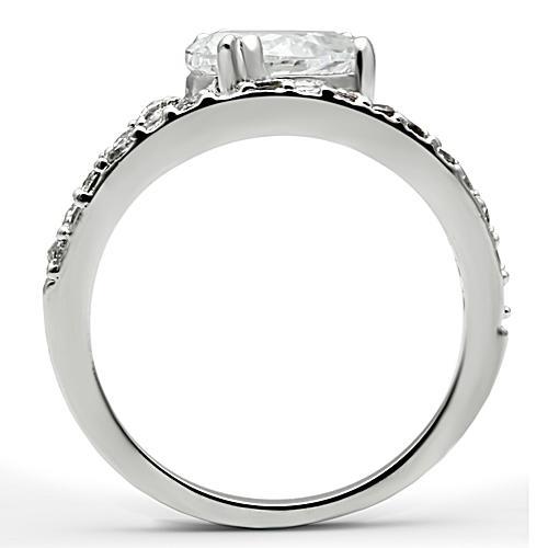 3W136 - Rhodium Brass Ring with AAA Grade CZ  in Clear LuxuryLifeWay Online Store