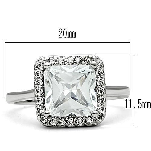 3W144 - Rhodium Brass Ring with AAA Grade CZ  in Clear LuxuryLifeWay Online Store