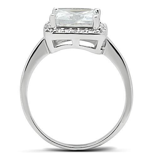 3W144 - Rhodium Brass Ring with AAA Grade CZ  in Clear LuxuryLifeWay Online Store