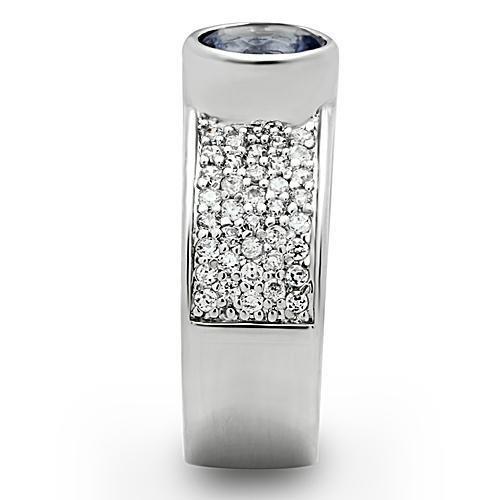 3W146 - Rhodium Brass Ring with Synthetic Synthetic Glass in Light Sapphire LuxuryLifeWay Online Store