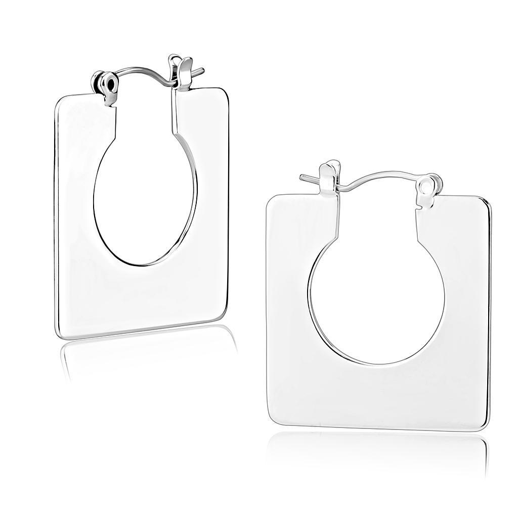 3W1500 - Rhodium Brass Earrings with No Stone LuxuryLifeWay Online Store
