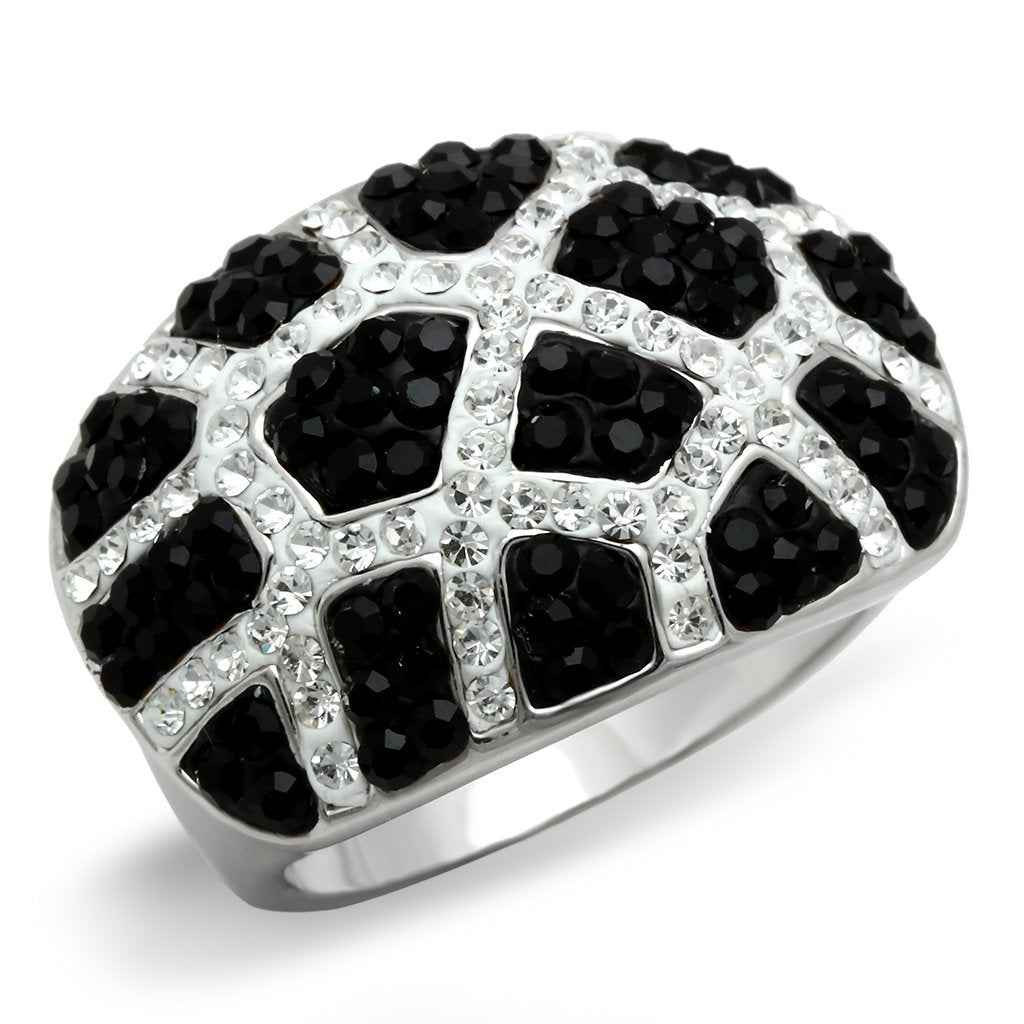 3W151 - Rhodium + Ruthenium Brass Ring with Top Grade Crystal  in Multi Color LuxuryLifeWay Online Store