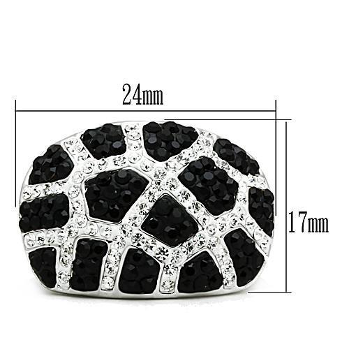 3W151 - Rhodium + Ruthenium Brass Ring with Top Grade Crystal  in Multi Color LuxuryLifeWay Online Store