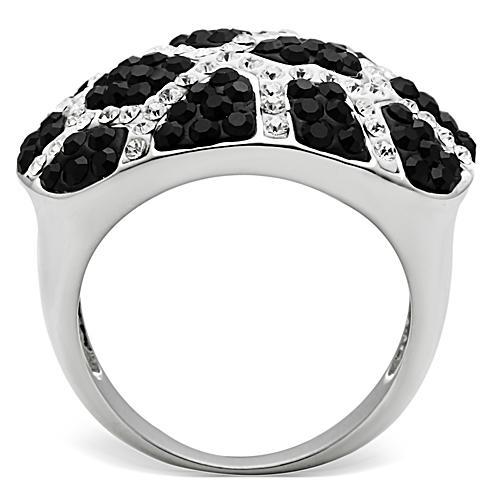 3W151 - Rhodium + Ruthenium Brass Ring with Top Grade Crystal  in Multi Color LuxuryLifeWay Online Store