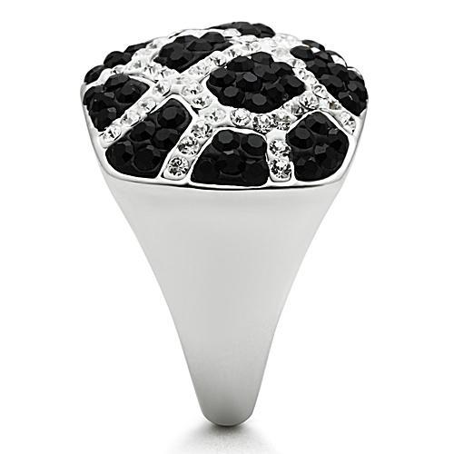 3W151 - Rhodium + Ruthenium Brass Ring with Top Grade Crystal  in Multi Color LuxuryLifeWay Online Store