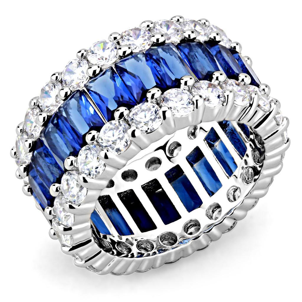 3W1527 - Rhodium Brass Ring with Synthetic  in Montana LuxuryLifeWay Online Store