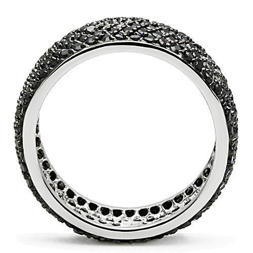 3W158 - Rhodium + Ruthenium Brass Ring with AAA Grade CZ  in Jet LuxuryLifeWay Online Store