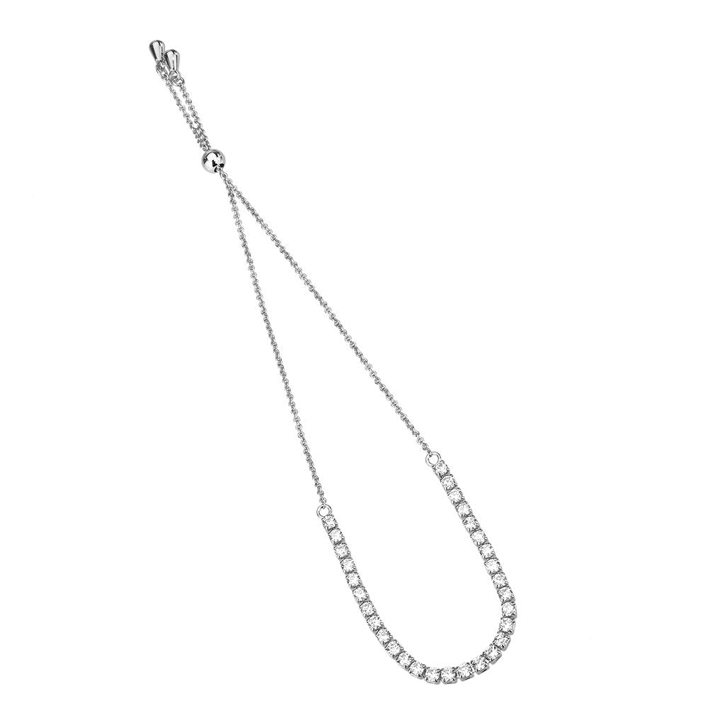3W1640 - Rhodium Brass Bracelet with AAA Grade CZ in Clear LuxuryLifeWay Online Store