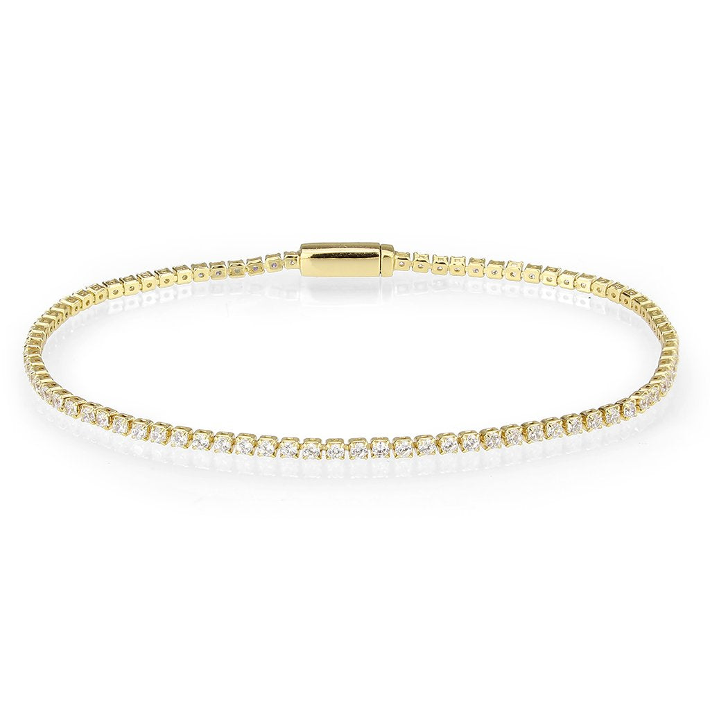 3W1680 - Gold Brass Bracelet with AAA Grade CZ in Clear LuxuryLifeWay Online Store