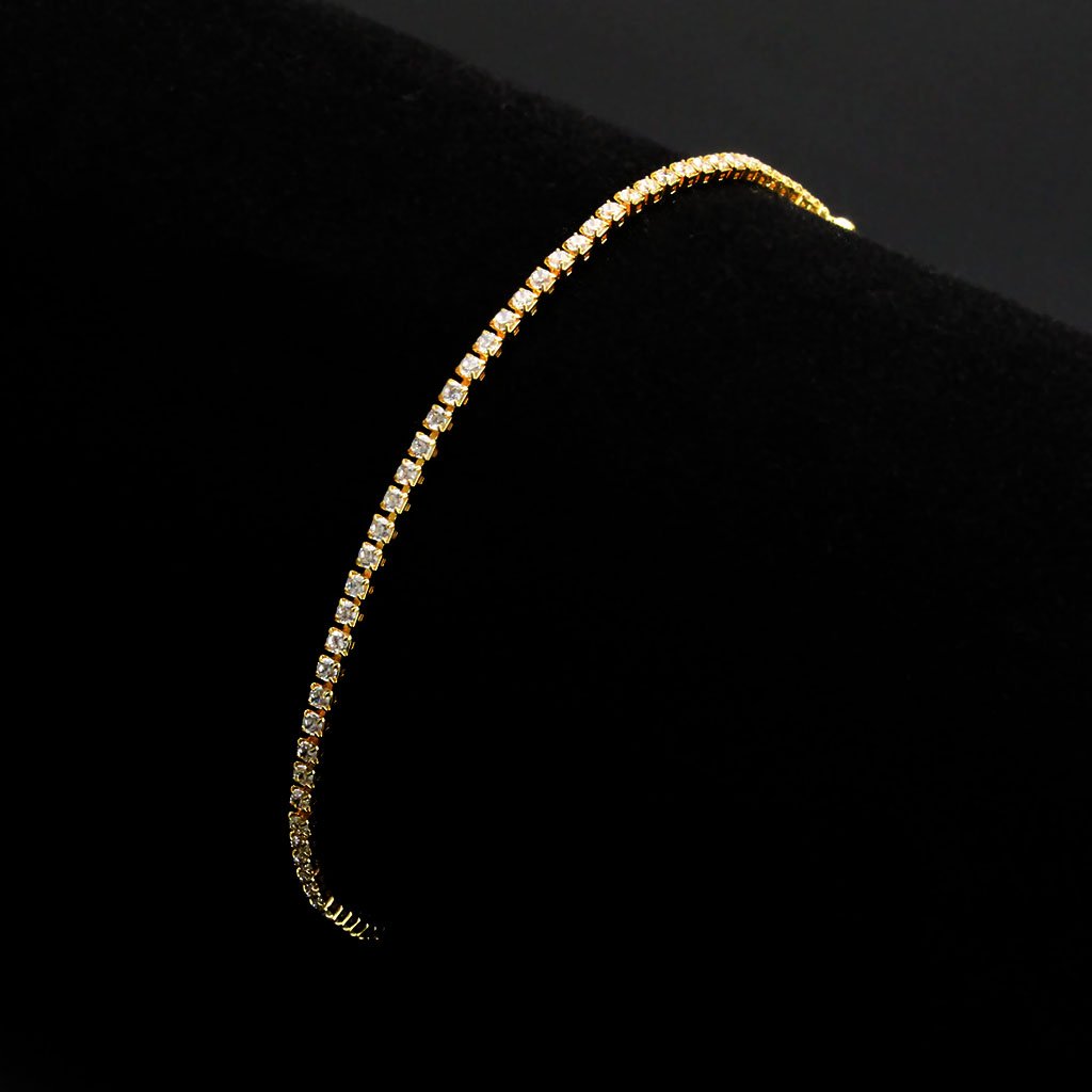 3W1680 - Gold Brass Bracelet with AAA Grade CZ in Clear LuxuryLifeWay Online Store
