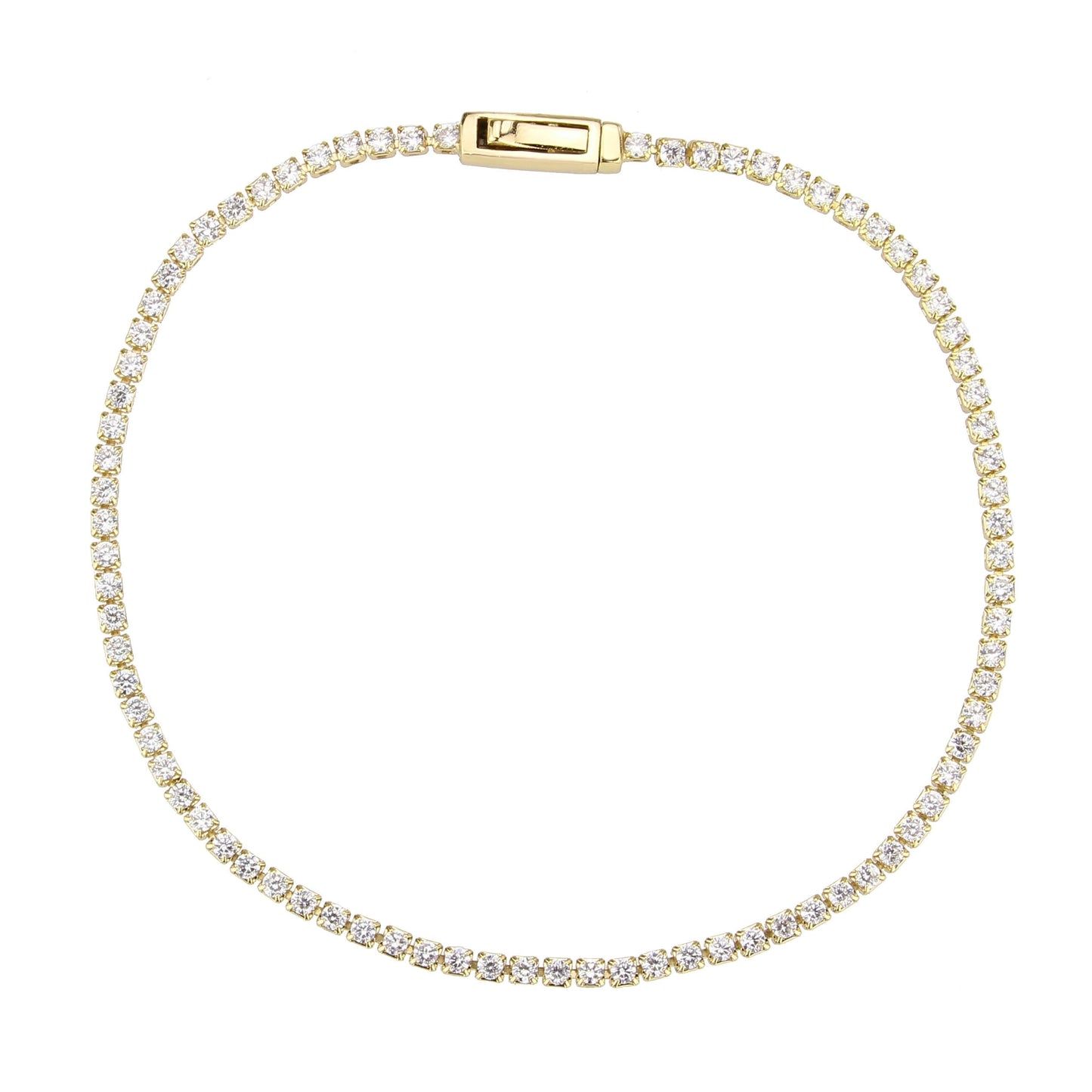 3W1680 - Gold Brass Bracelet with AAA Grade CZ in Clear LuxuryLifeWay Online Store