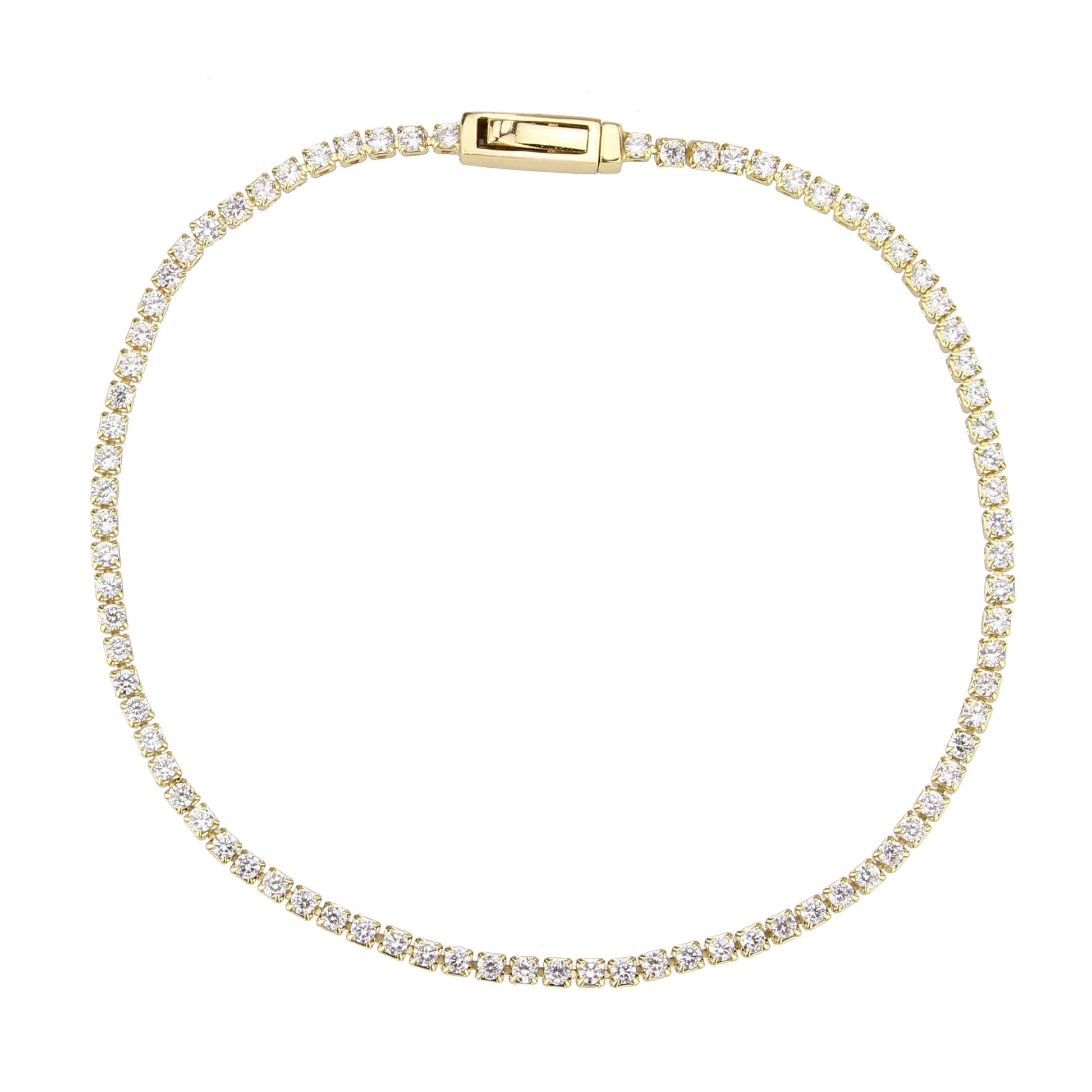 3W1680 - Gold Brass Bracelet with AAA Grade CZ in Clear LuxuryLifeWay Online Store