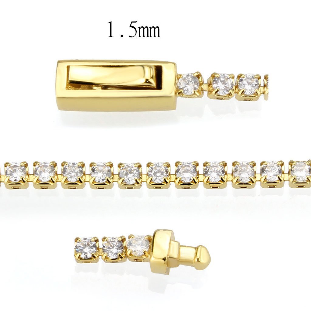 3W1680 - Gold Brass Bracelet with AAA Grade CZ in Clear LuxuryLifeWay Online Store