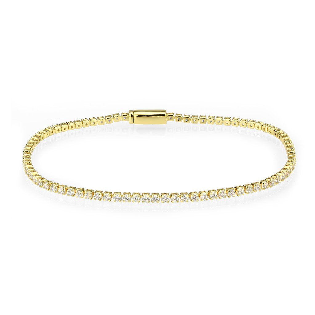 3W1683 - Gold Brass Bracelet with AAA Grade CZ in Clear LuxuryLifeWay Online Store