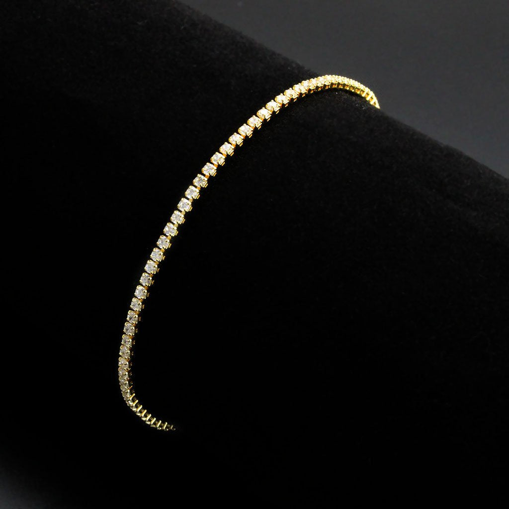 3W1683 - Gold Brass Bracelet with AAA Grade CZ in Clear LuxuryLifeWay Online Store