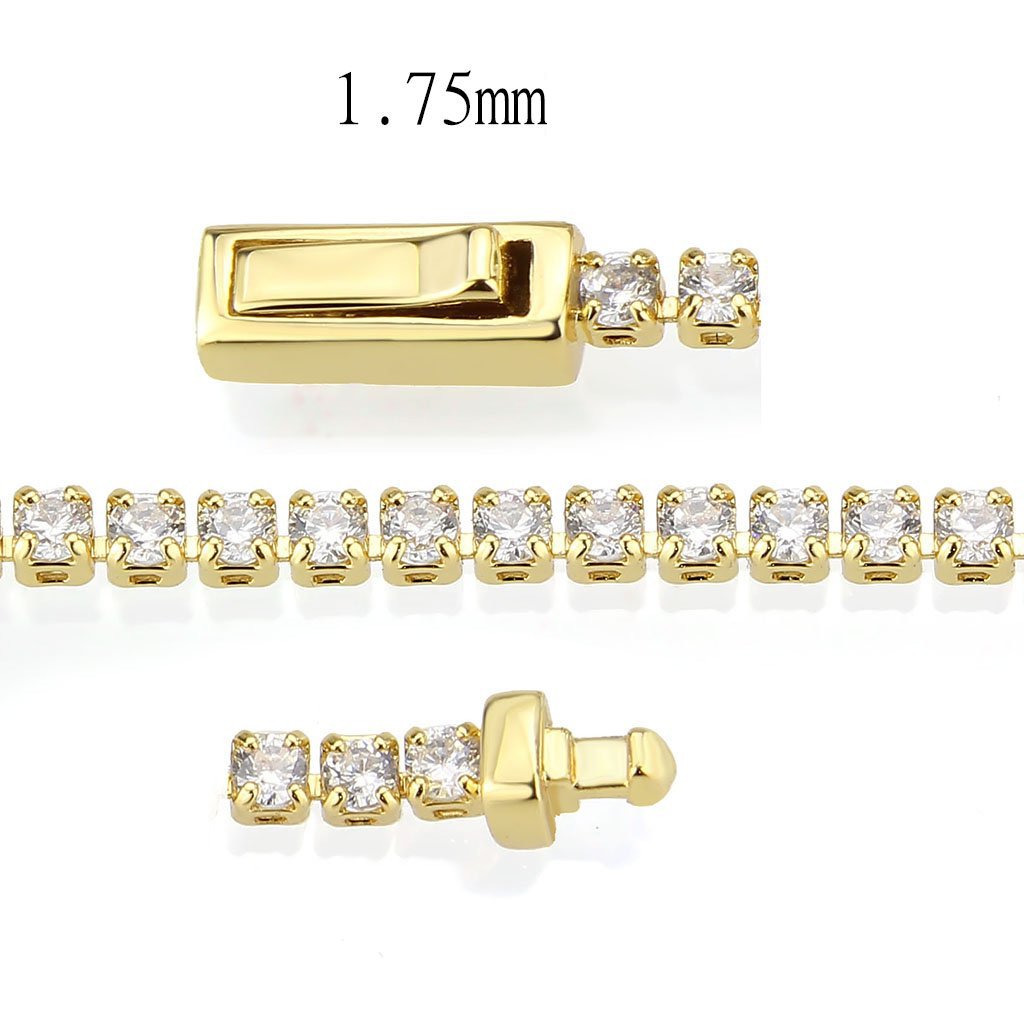 3W1683 - Gold Brass Bracelet with AAA Grade CZ in Clear LuxuryLifeWay Online Store