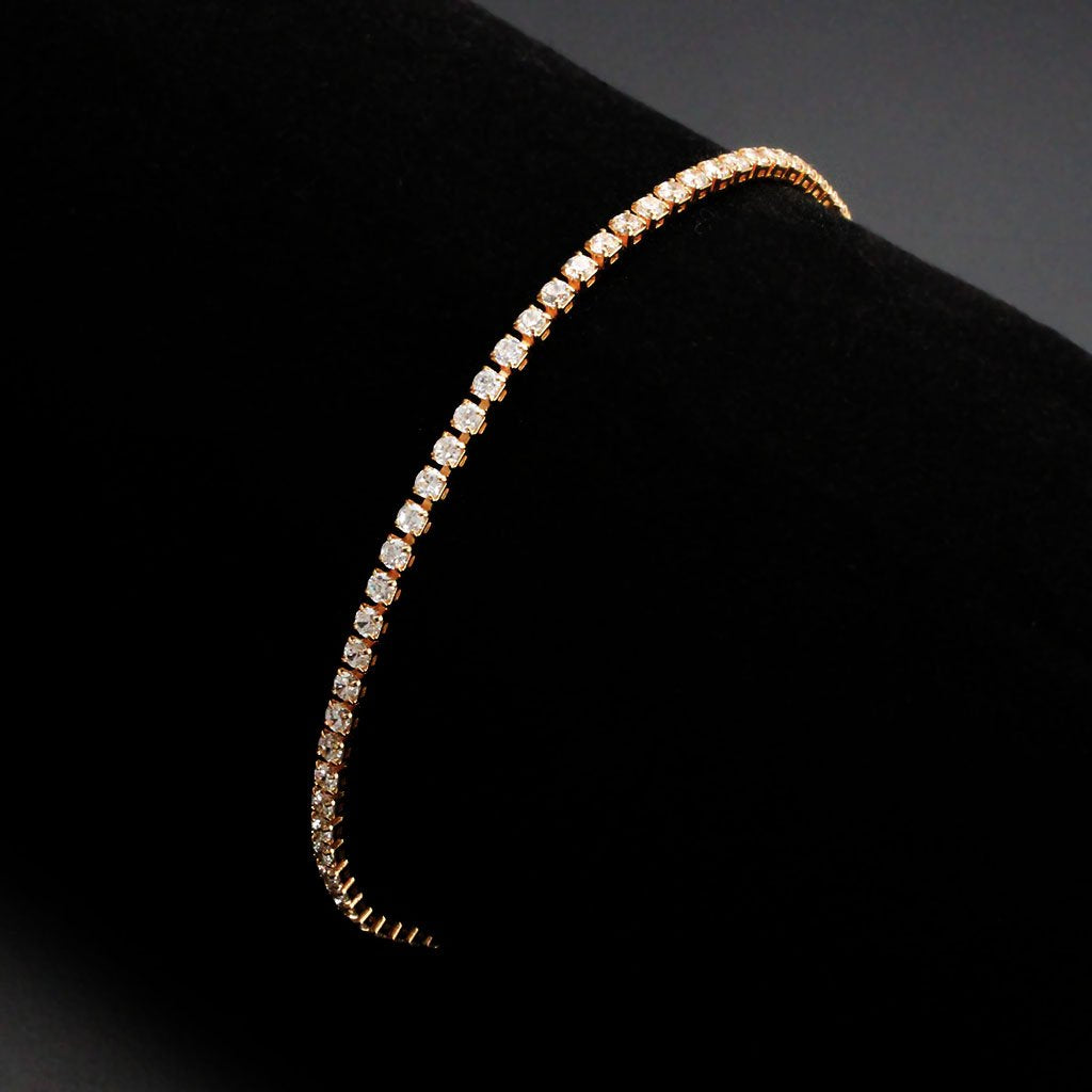 3W1687 - Rose Gold Brass Bracelet with AAA Grade CZ in Clear LuxuryLifeWay Online Store