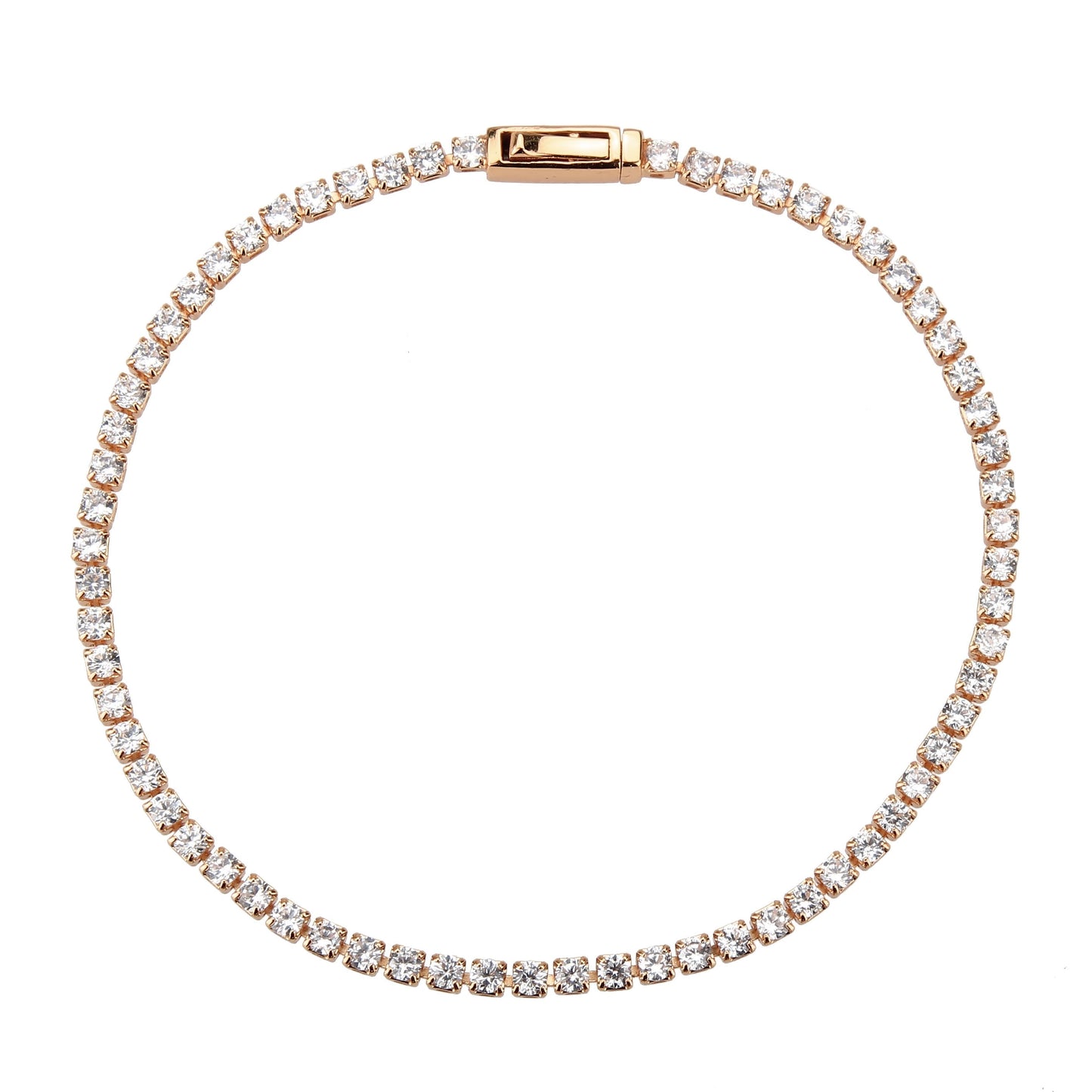 3W1687 - Rose Gold Brass Bracelet with AAA Grade CZ in Clear LuxuryLifeWay Online Store