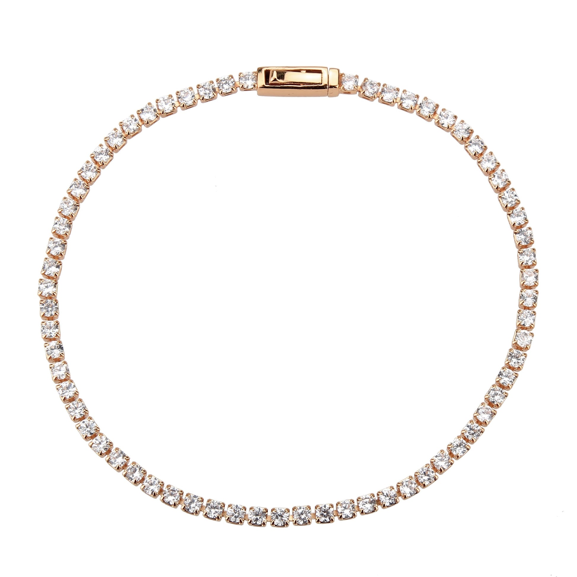 3W1687 - Rose Gold Brass Bracelet with AAA Grade CZ in Clear LuxuryLifeWay Online Store