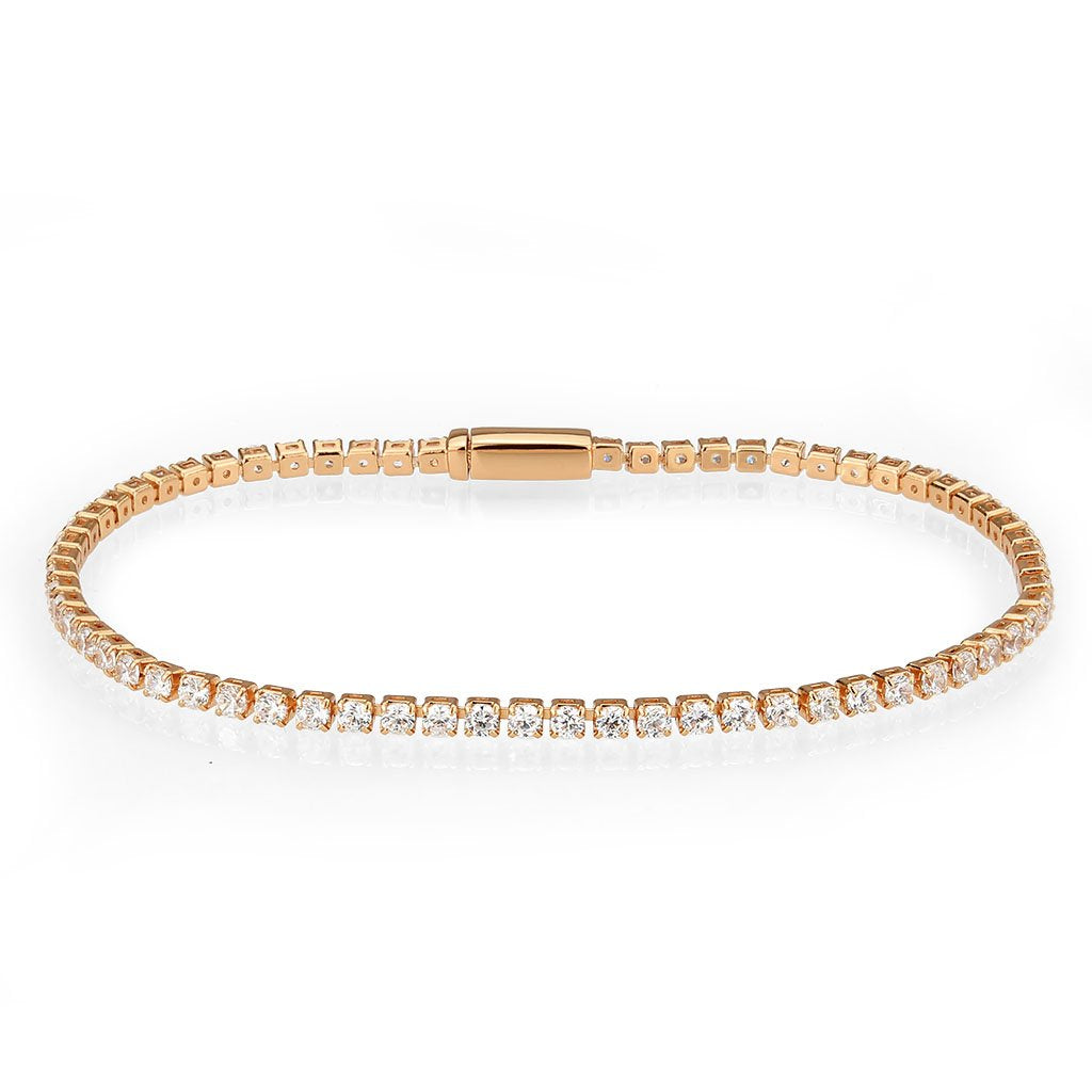 3W1687 - Rose Gold Brass Bracelet with AAA Grade CZ in Clear LuxuryLifeWay Online Store