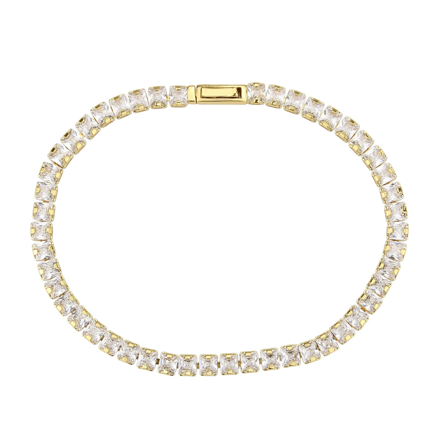 3W1695 - Gold Brass Bracelet with AAA Grade CZ in Clear LuxuryLifeWay Online Store