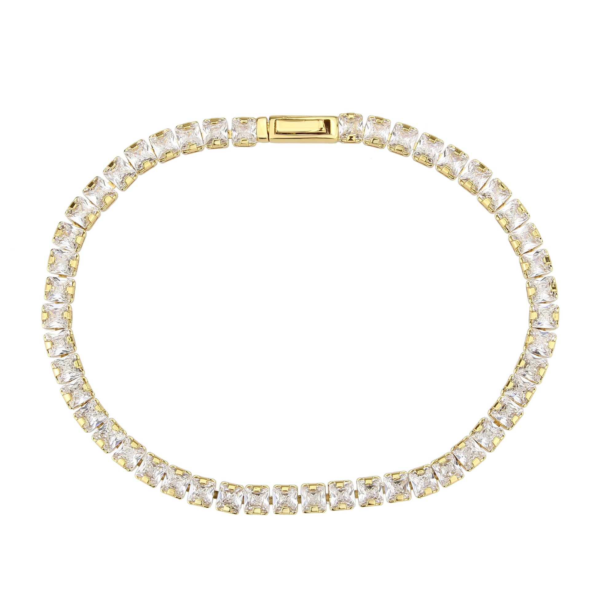 3W1695 - Gold Brass Bracelet with AAA Grade CZ in Clear LuxuryLifeWay Online Store