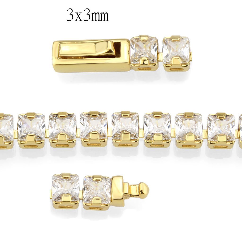 3W1695 - Gold Brass Bracelet with AAA Grade CZ in Clear LuxuryLifeWay Online Store