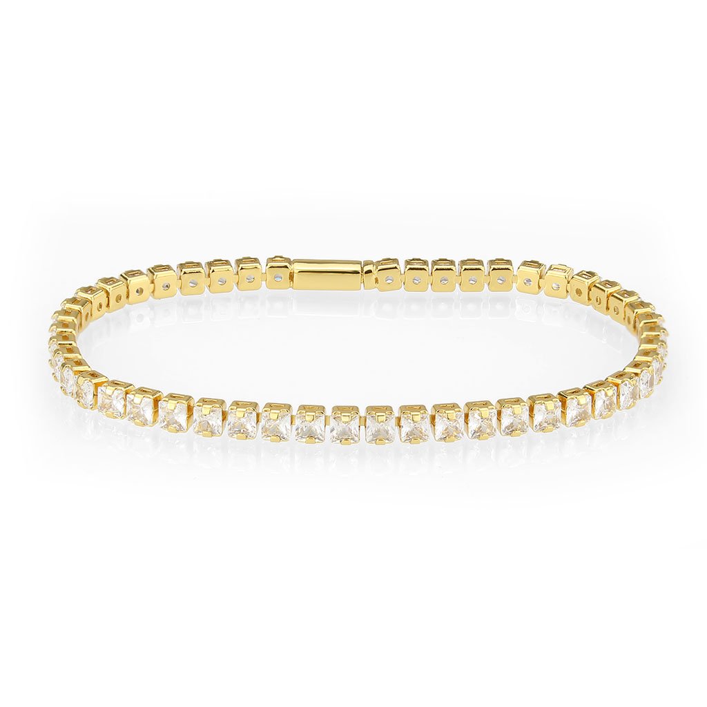 3W1695 - Gold Brass Bracelet with AAA Grade CZ in Clear LuxuryLifeWay Online Store