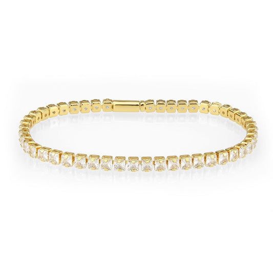 3W1695 - Gold Brass Bracelet with AAA Grade CZ in Clear LuxuryLifeWay Online Store