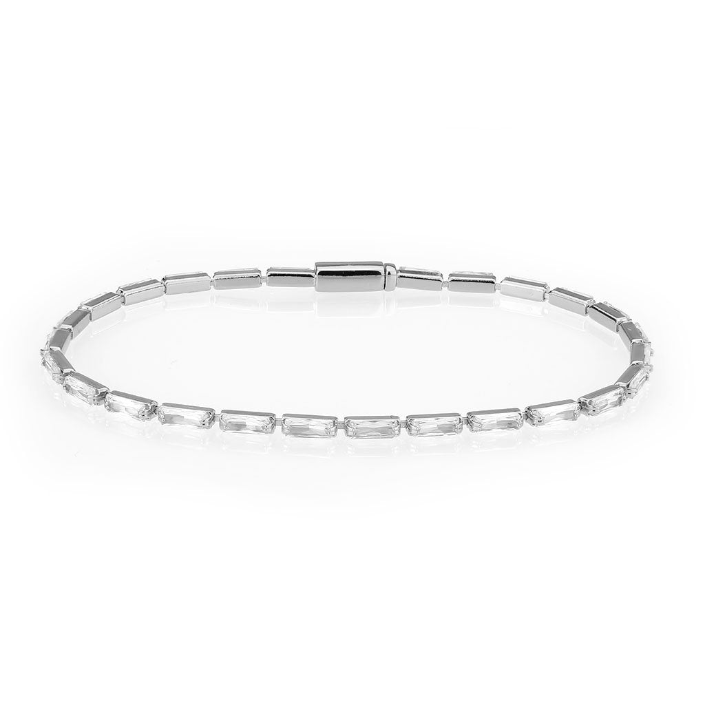 3W1706 - Rhodium Brass Bracelet with AAA Grade CZ in Clear LuxuryLifeWay Online Store