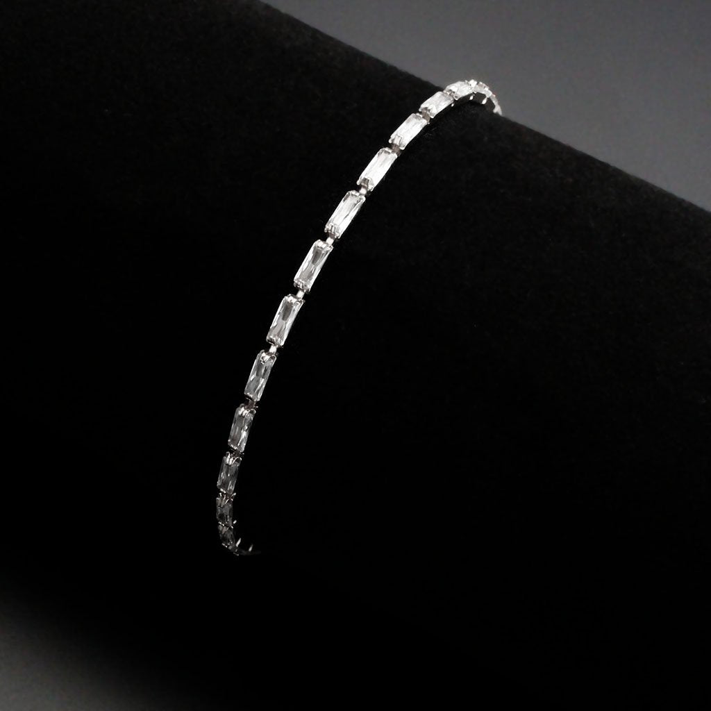 3W1706 - Rhodium Brass Bracelet with AAA Grade CZ in Clear LuxuryLifeWay Online Store