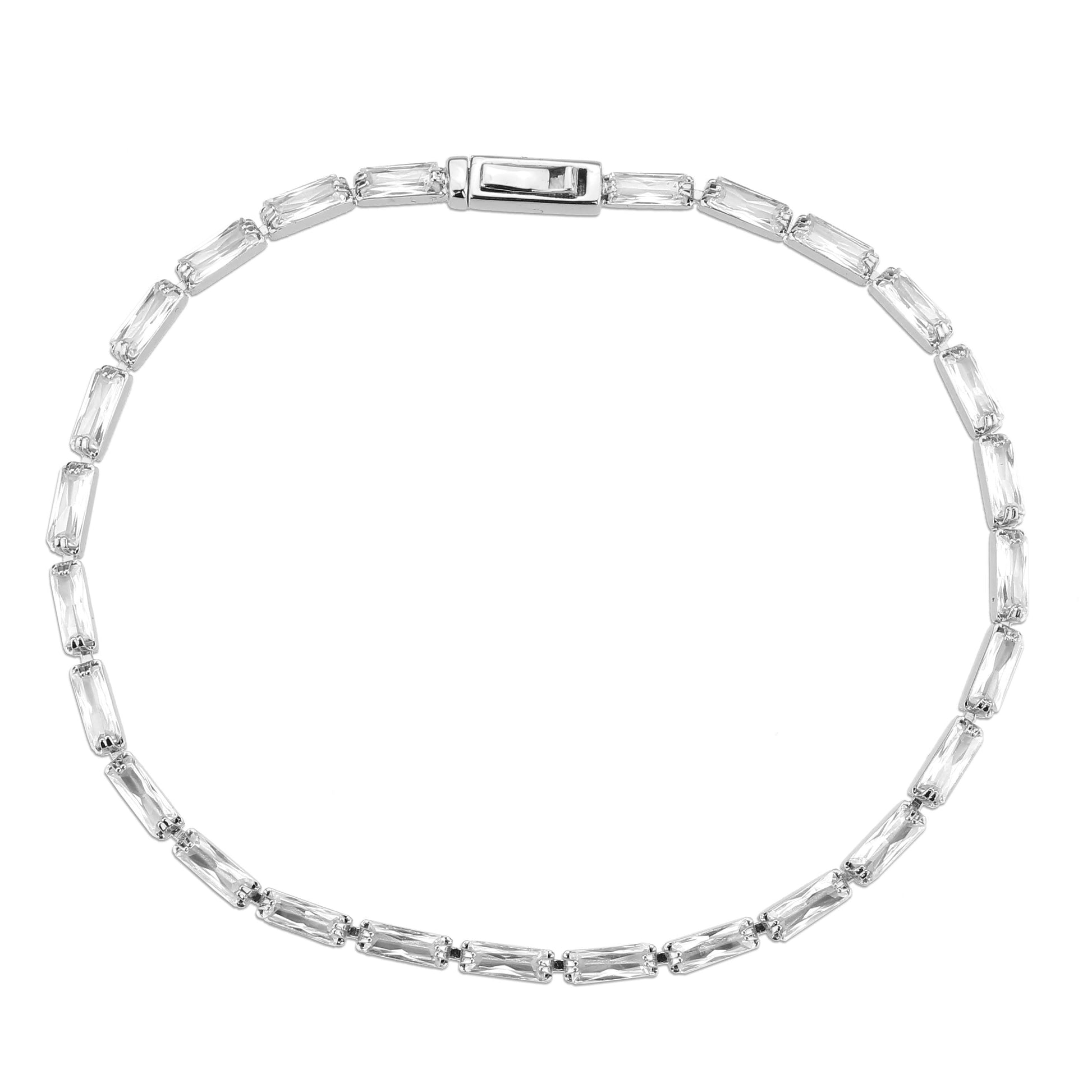 3W1706 - Rhodium Brass Bracelet with AAA Grade CZ in Clear LuxuryLifeWay Online Store