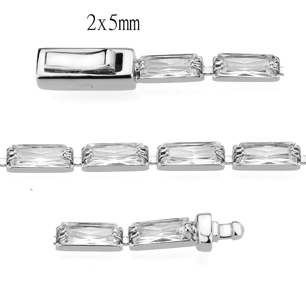 3W1706 - Rhodium Brass Bracelet with AAA Grade CZ in Clear LuxuryLifeWay Online Store