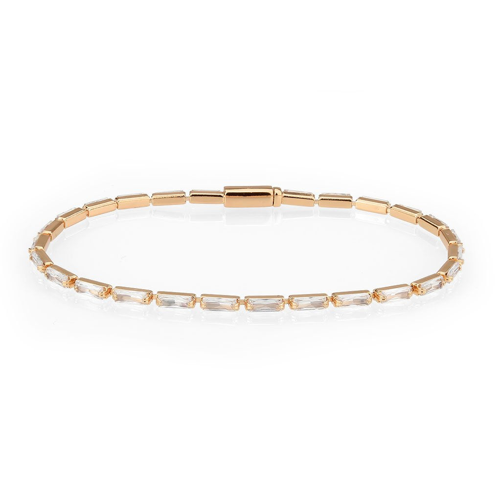 3W1708 - Rose Gold Brass Bracelet with AAA Grade CZ in Clear LuxuryLifeWay Online Store