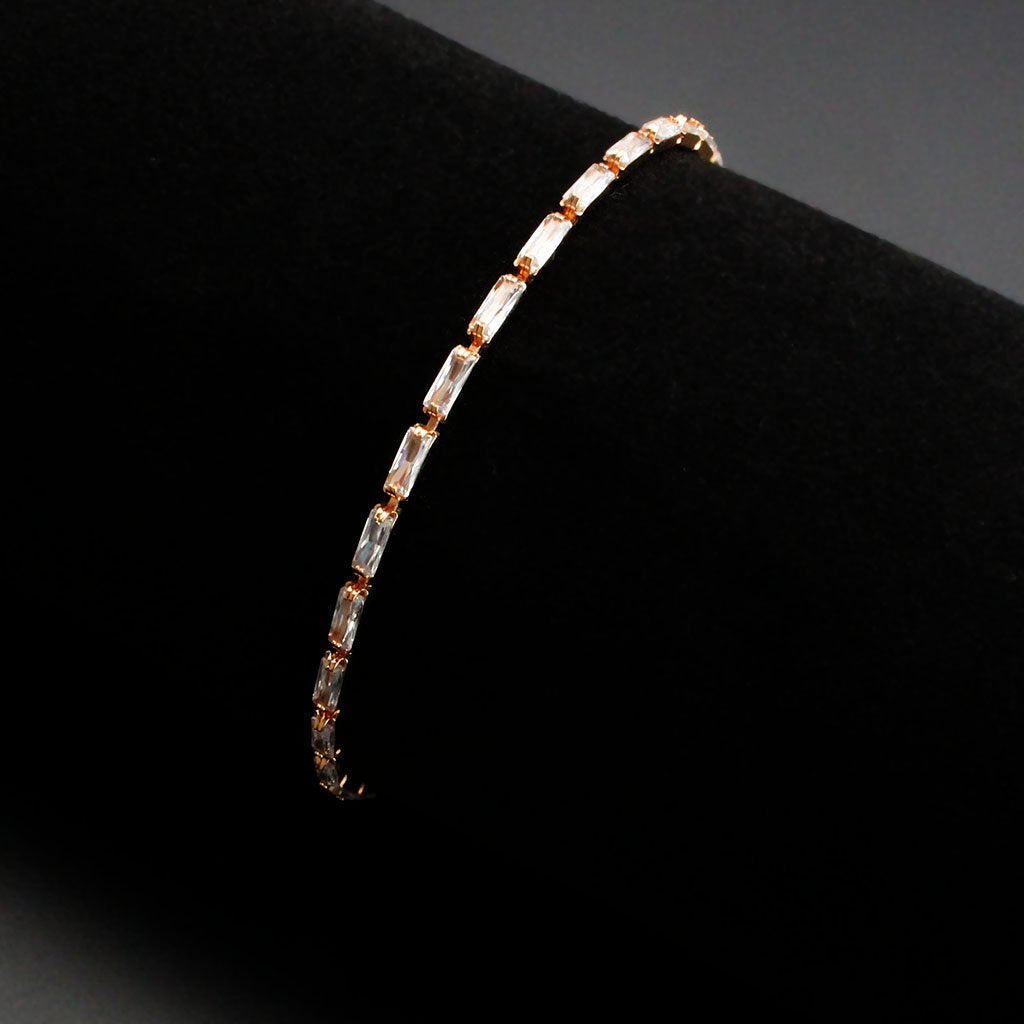 3W1708 - Rose Gold Brass Bracelet with AAA Grade CZ in Clear LuxuryLifeWay Online Store
