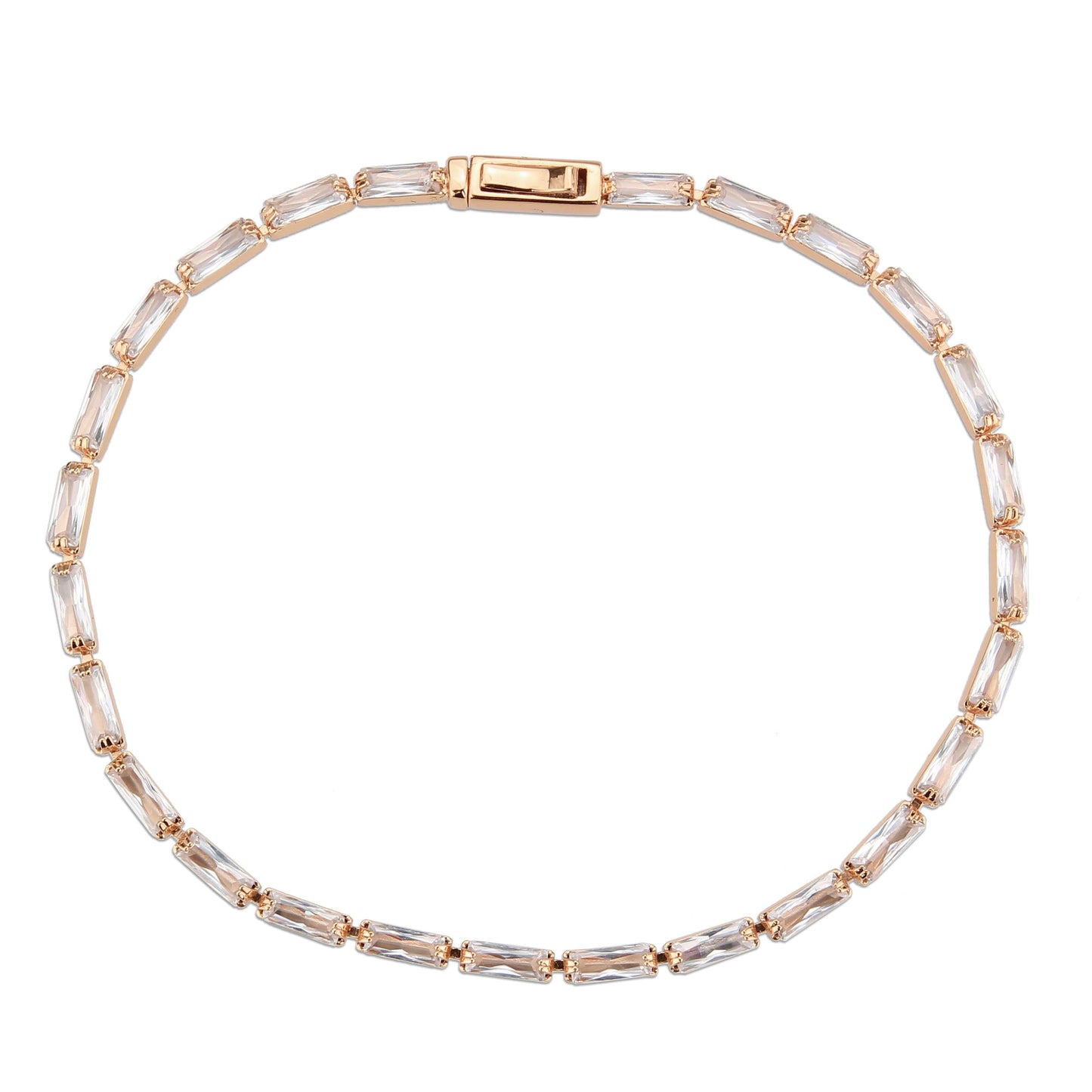 3W1708 - Rose Gold Brass Bracelet with AAA Grade CZ in Clear LuxuryLifeWay Online Store