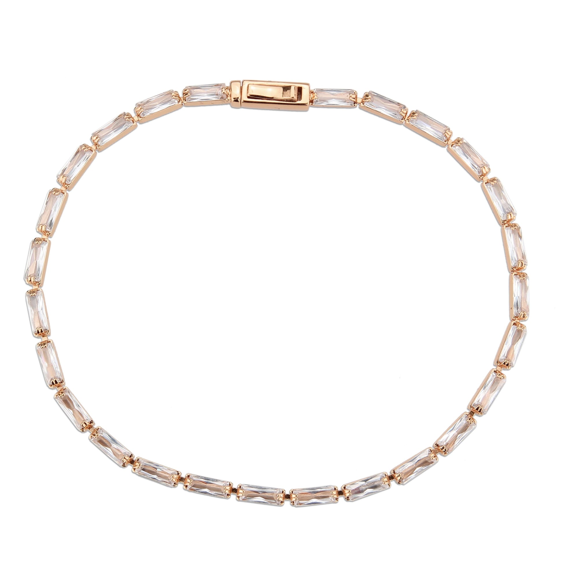 3W1708 - Rose Gold Brass Bracelet with AAA Grade CZ in Clear LuxuryLifeWay Online Store