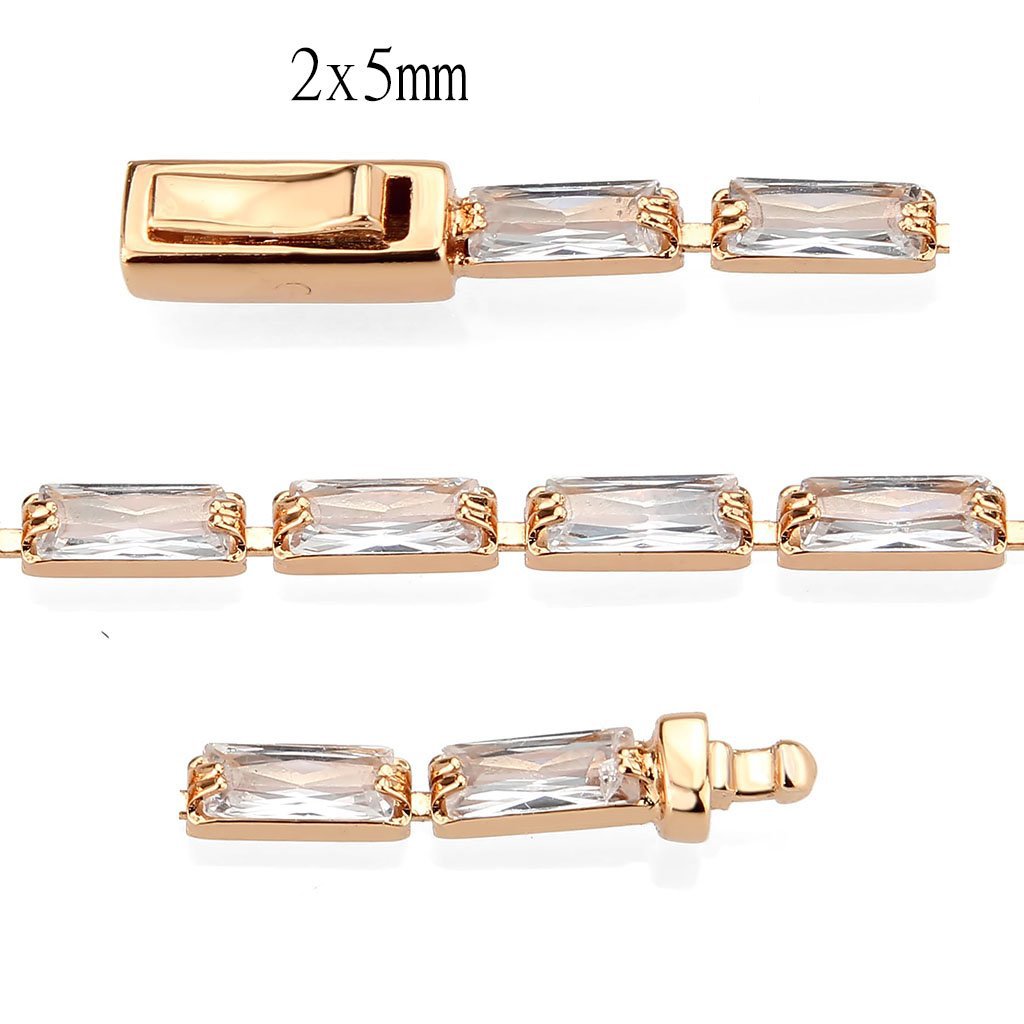 3W1708 - Rose Gold Brass Bracelet with AAA Grade CZ in Clear LuxuryLifeWay Online Store