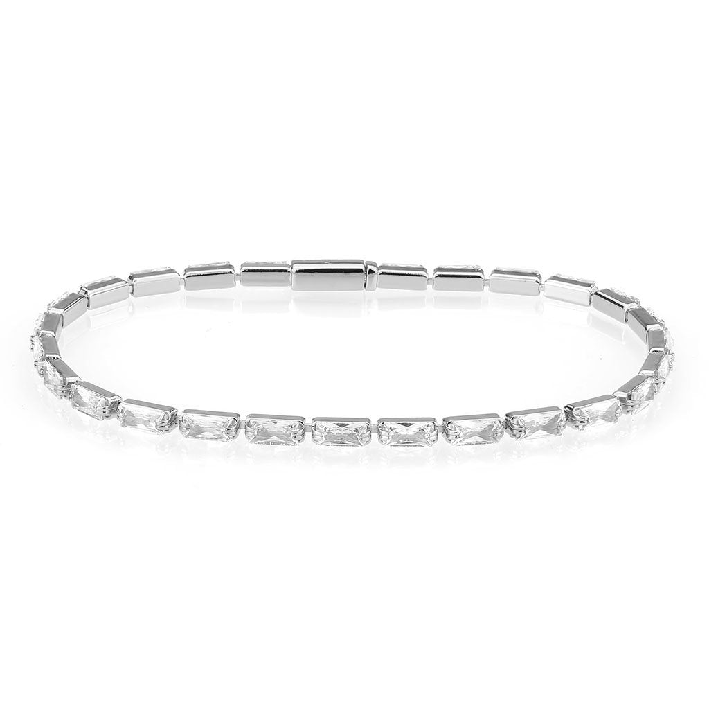 3W1715 - Rhodium Brass Bracelet with AAA Grade CZ in Clear LuxuryLifeWay Online Store