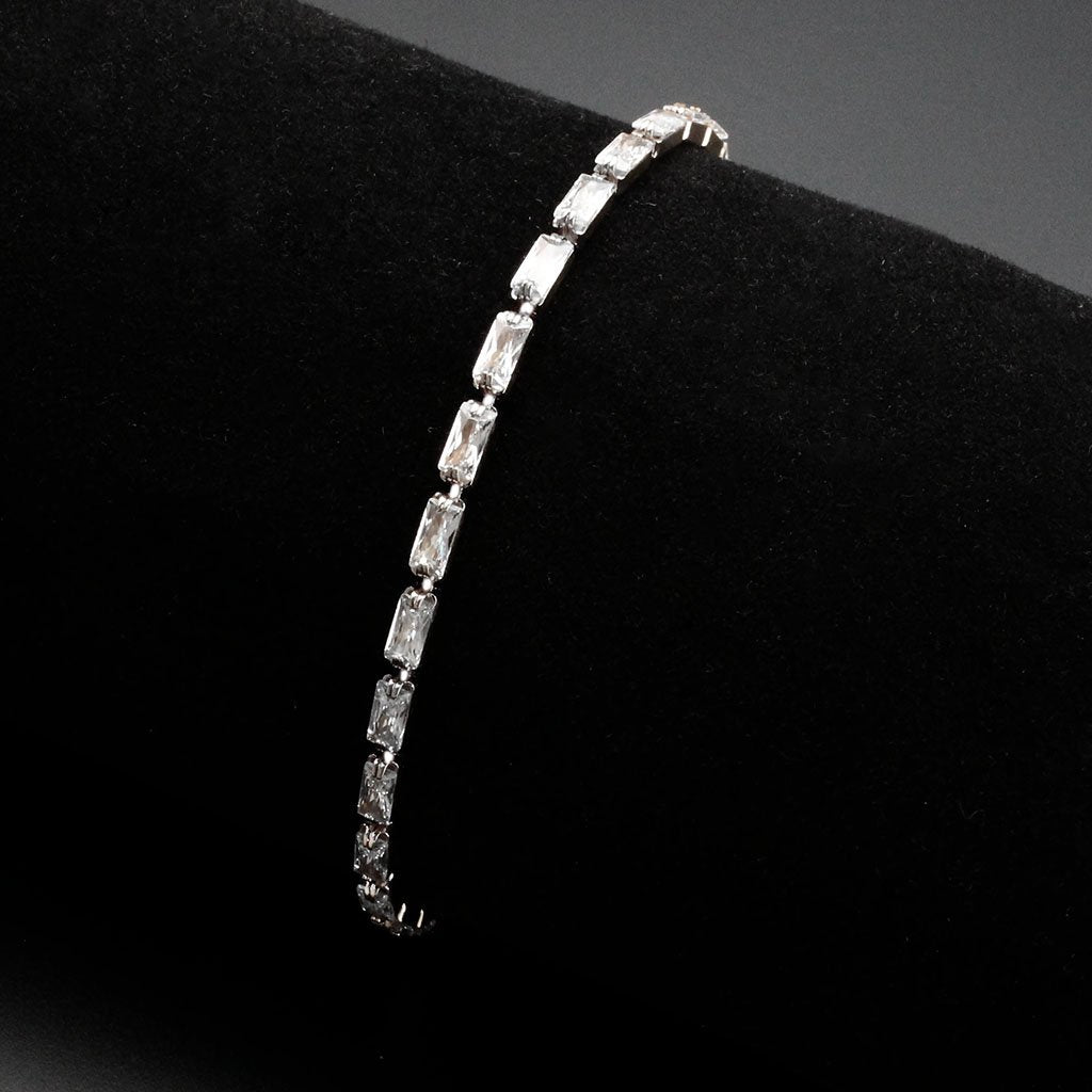 3W1715 - Rhodium Brass Bracelet with AAA Grade CZ in Clear LuxuryLifeWay Online Store