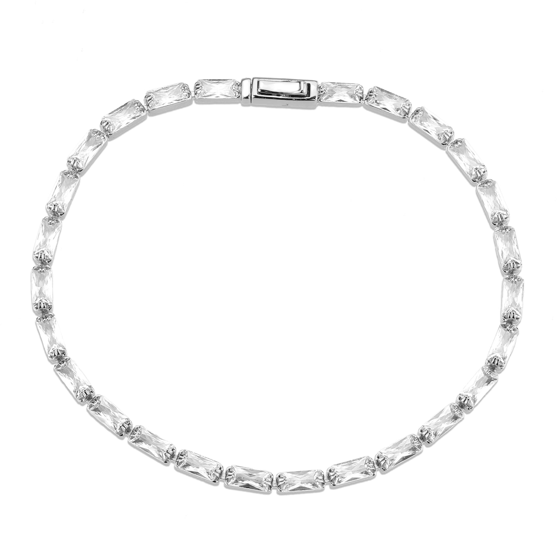 3W1715 - Rhodium Brass Bracelet with AAA Grade CZ in Clear LuxuryLifeWay Online Store