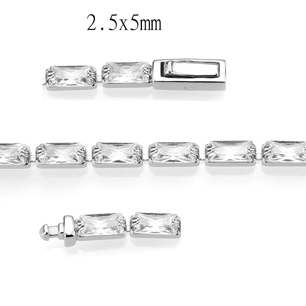 3W1715 - Rhodium Brass Bracelet with AAA Grade CZ in Clear LuxuryLifeWay Online Store