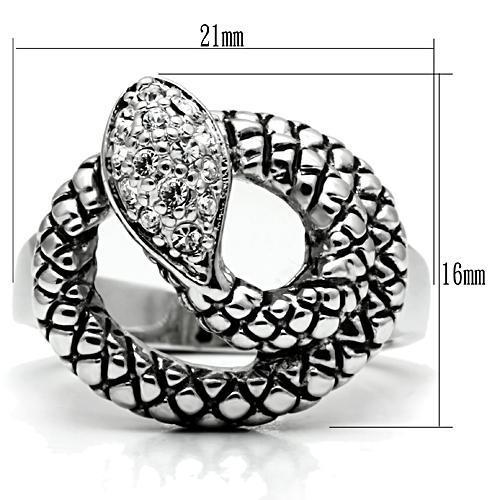 3W183 - Rhodium Brass Ring with Top Grade Crystal  in Clear LuxuryLifeWay Online Store