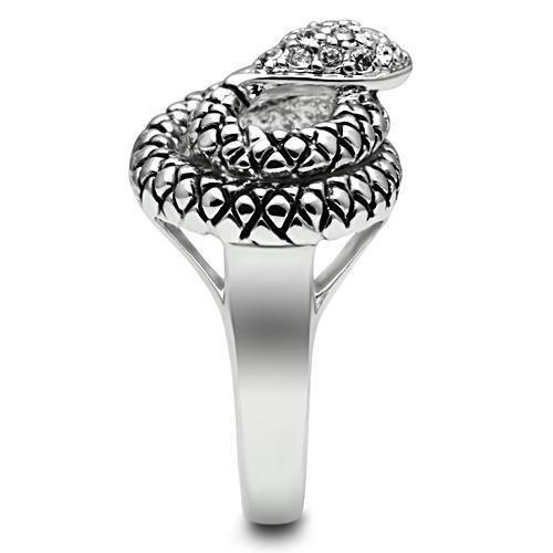 3W183 - Rhodium Brass Ring with Top Grade Crystal  in Clear LuxuryLifeWay Online Store