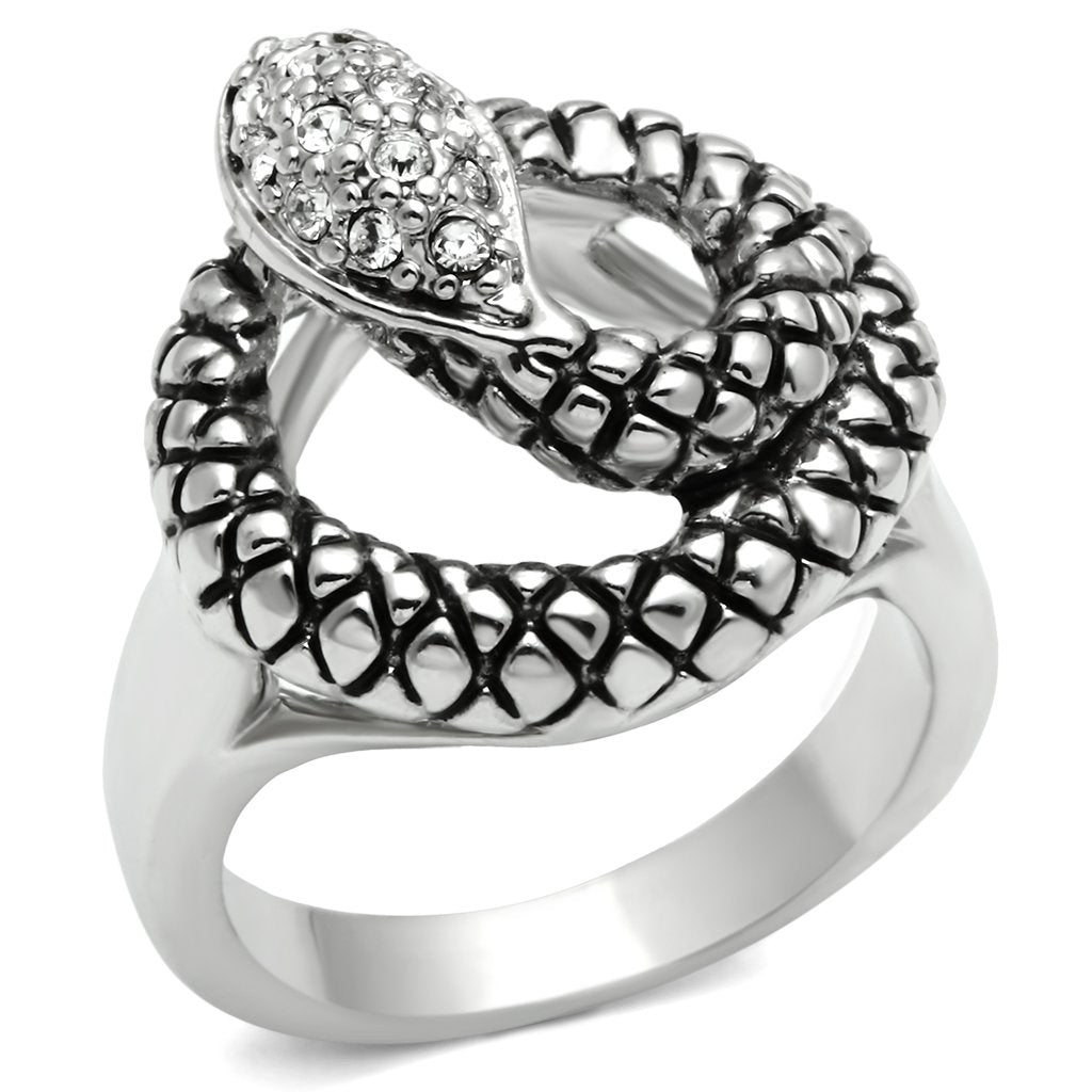 3W183 - Rhodium Brass Ring with Top Grade Crystal  in Clear LuxuryLifeWay Online Store