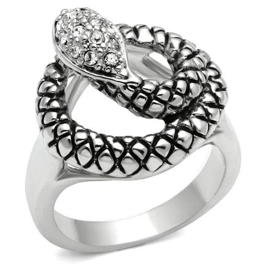 3W183 - Rhodium Brass Ring with Top Grade Crystal  in Clear LuxuryLifeWay Online Store